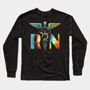 Lovely RN Registered Nurse Tie Dye Long Sleeve T-Shirt